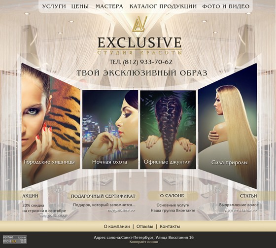 Вебсайты: Студия красоты EXCLUSIVE